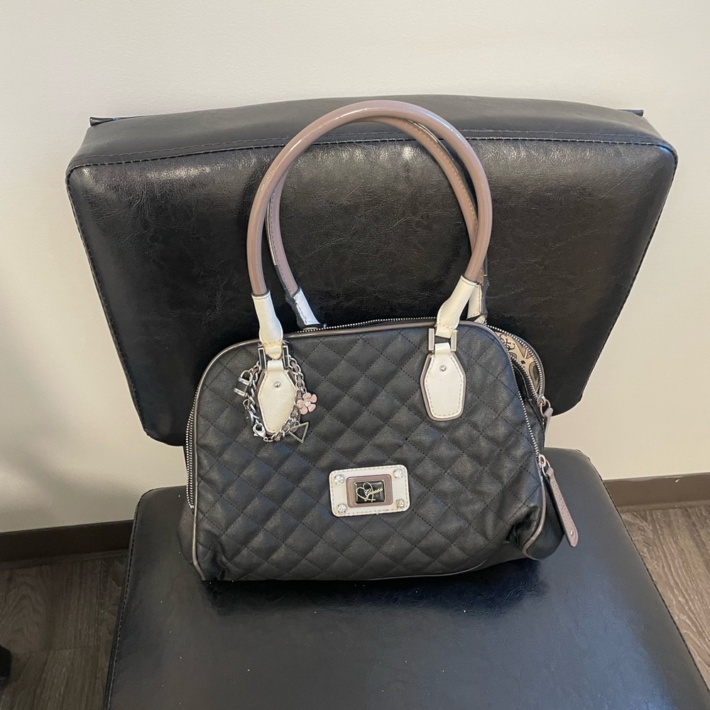 Betsey Johnson Black Quilted Satchel